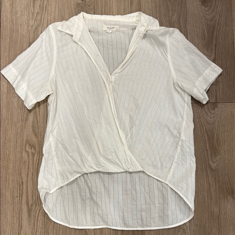 rag & bone White Collar Wrap Blouse